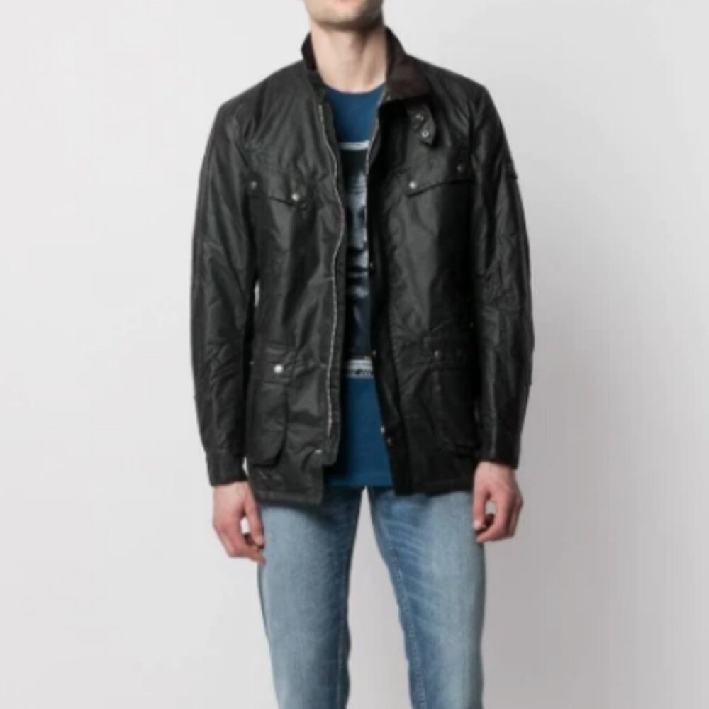 Sage ~ Barbour Tourer DUKE Waxed Motorcycle Jacket MSRP$485 British Heritage - Picture 13 of 16